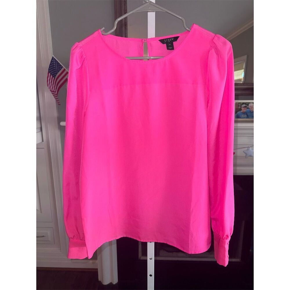 J. Crew Women's XS Pink Puff Sleeve Blouse Casual Spring Top‎